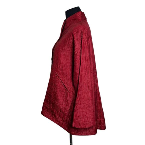 Joshi red silk lightweight quilted long sleeves buttoned jacket coat size S - Picture 8 of 16